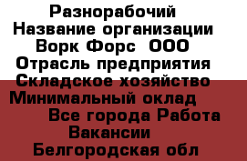 Разнорабочий › Название организации ­ Ворк Форс, ООО › Отрасль предприятия ­ Складское хозяйство › Минимальный оклад ­ 27 000 - Все города Работа » Вакансии   . Белгородская обл.